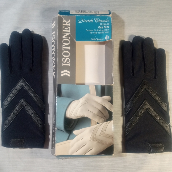 Isotoner Vintage Unlined Driving Gloves Black Stretch Boho Retro NIB - Picture 4 of 9